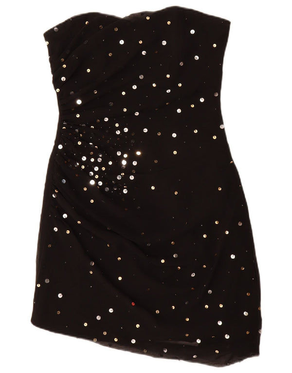 Abito senza spalline da donna Lipsy UK 10 piccolo nero chiazzato