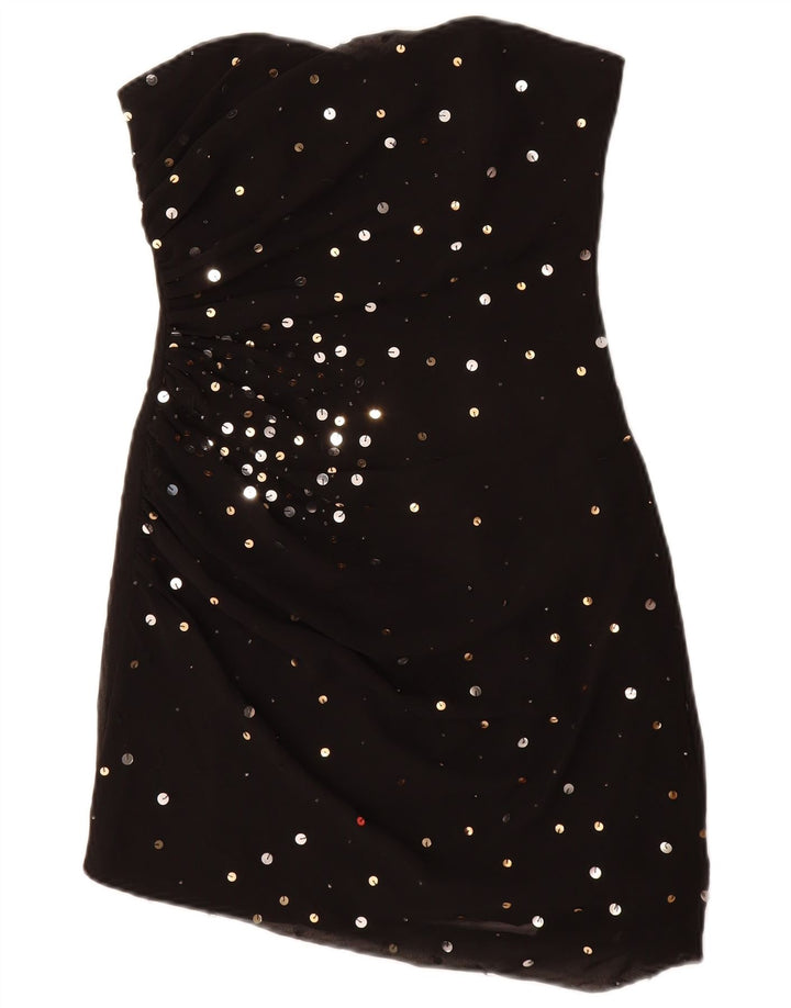 Abito senza spalline da donna Lipsy UK 10 piccolo nero chiazzato