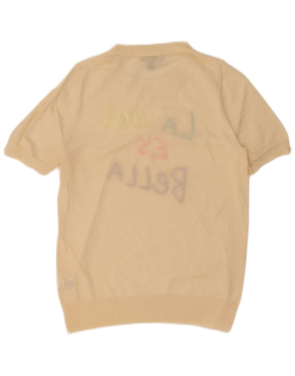 J. Crew maglione maglione girocollo con grafica da donna UK 14 grande bianco sporco