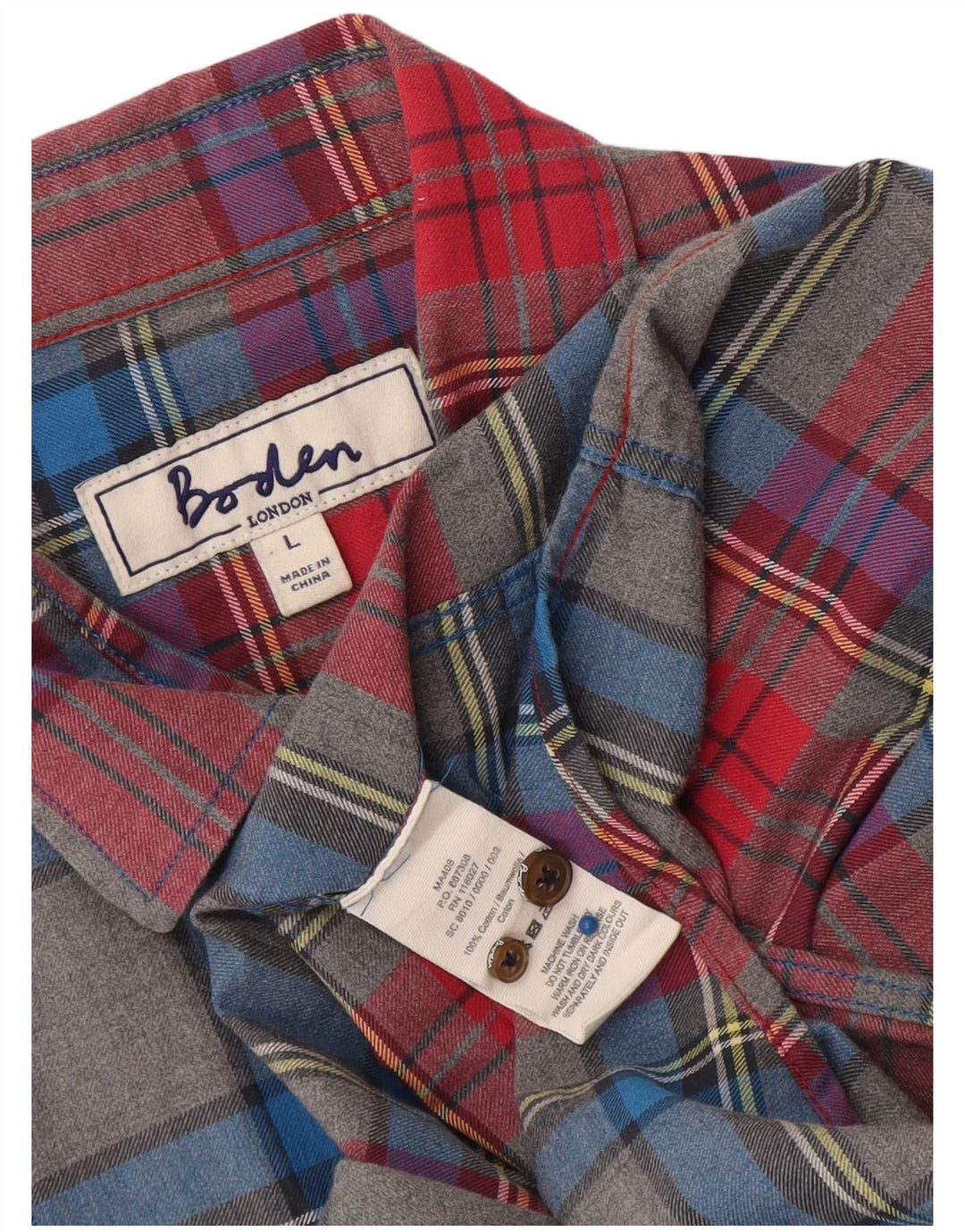 Boden Camicia da uomo in flanella di cotone scozzese grande multicolore