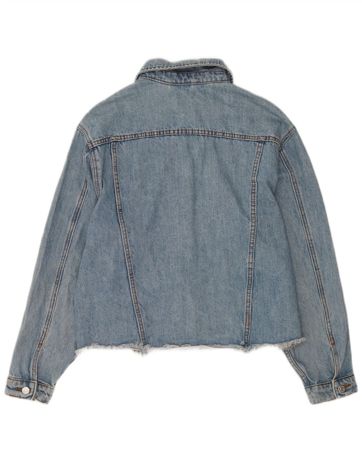 Topshop Giacca di jeans oversize da donna UK 8 Small Blu Cotone