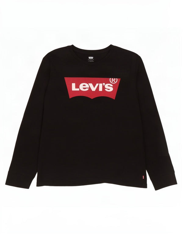 Levi's Maglietta grafica da uomo a maniche lunghe grande in cotone nero