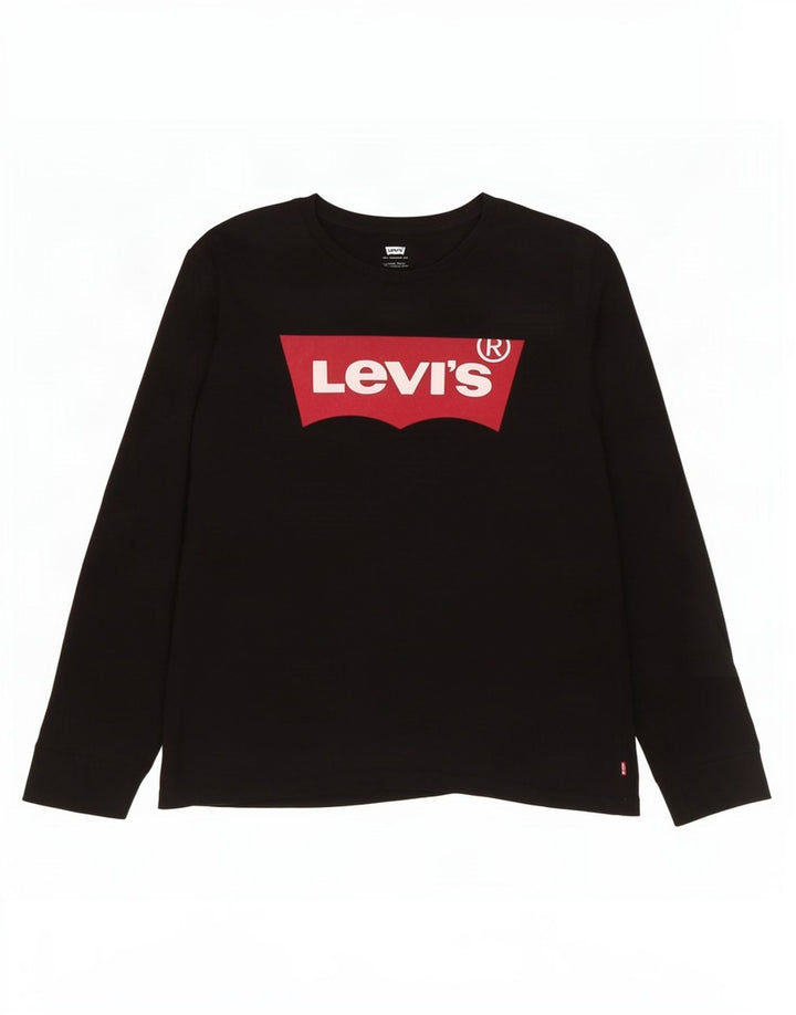 Levi's Maglietta grafica da uomo a maniche lunghe grande in cotone nero