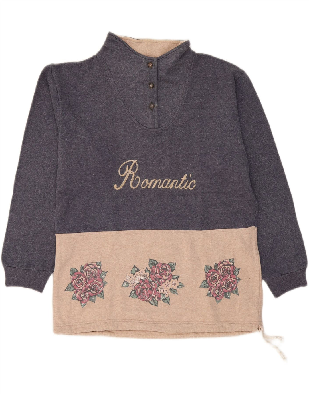 CAMPAGNOLO Felpa con grafica da donna Maglione UK 18 XL Blu navy floreale