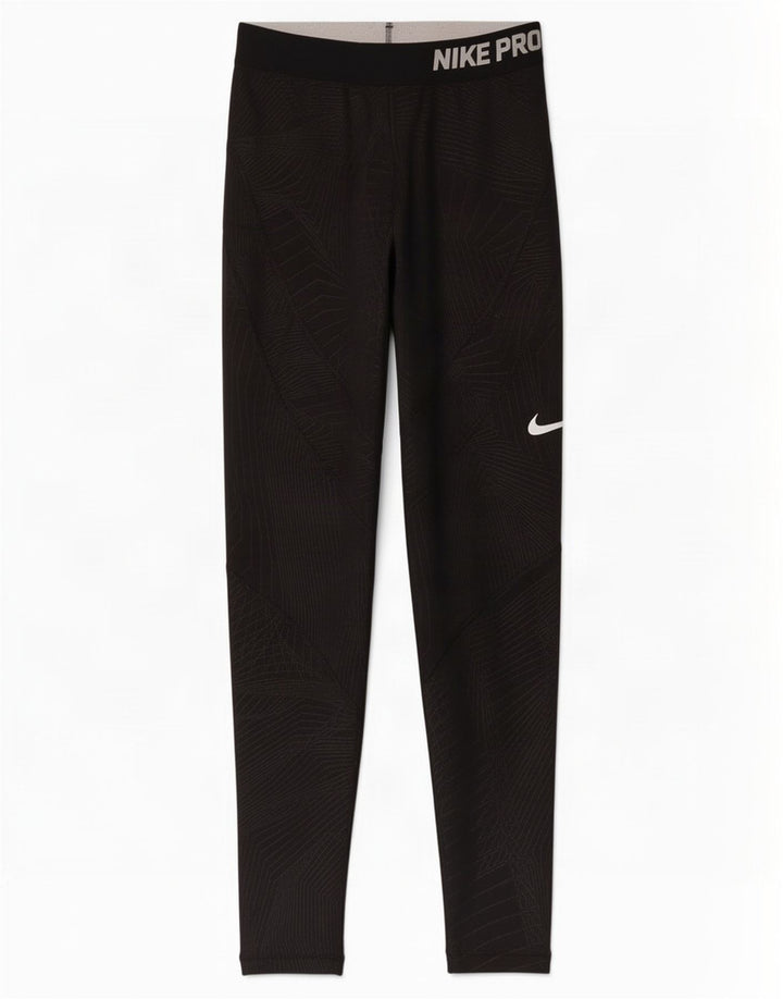 Leggings grafici da donna Nike UK 4 XS poliestere geometrico nero