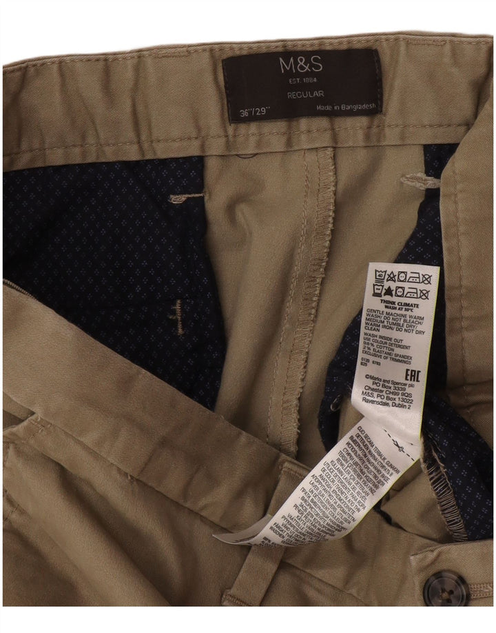 Pantaloni chino dritti regolari da uomo Marks & Spencer W36 L29 cotone beige