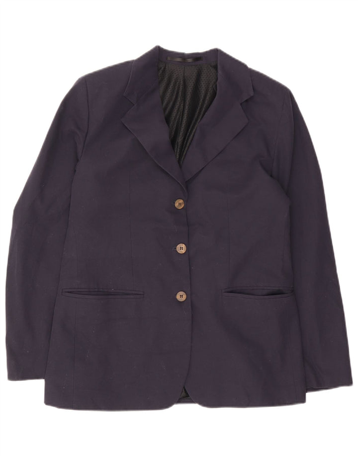 Giacca blazer a 3 bottoni da donna Rohan UK 12 poliestere medio blu navy