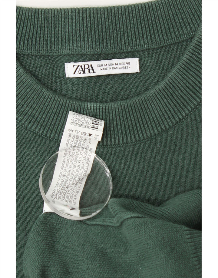 Maglione maglione girocollo da uomo Zara in cotone verde medio