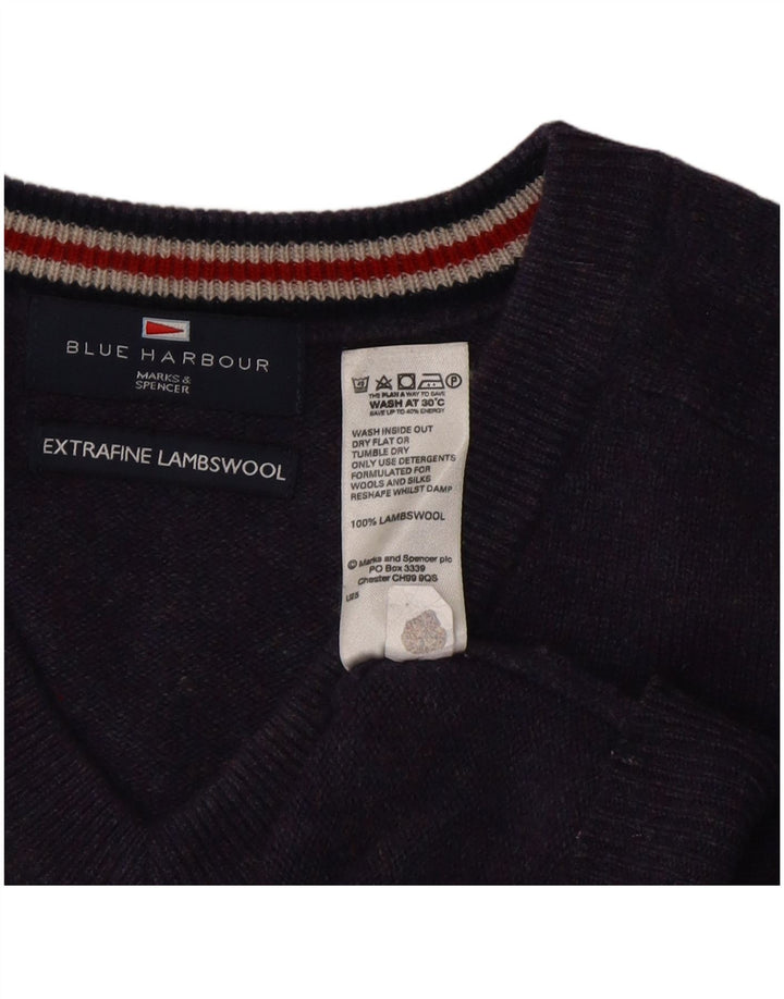 Maglione da uomo con scollo a V blu Harbour Marks & Spencer viola medio
