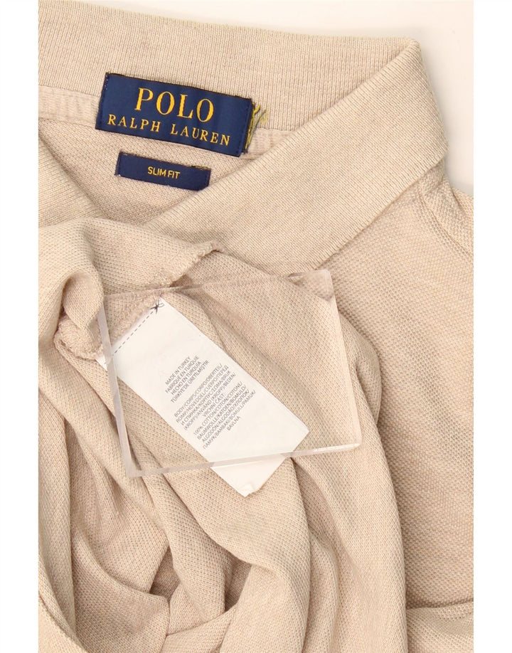 POLO RALPH LAUREN Polo da uomo slim fit piccola in cotone screziato beige