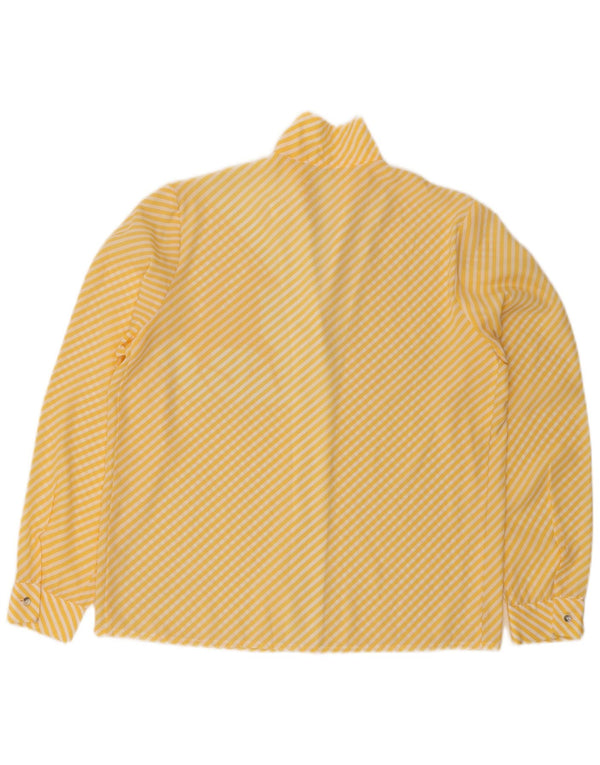 Camicetta grafica da donna vintage UK 16 grande gessato giallo