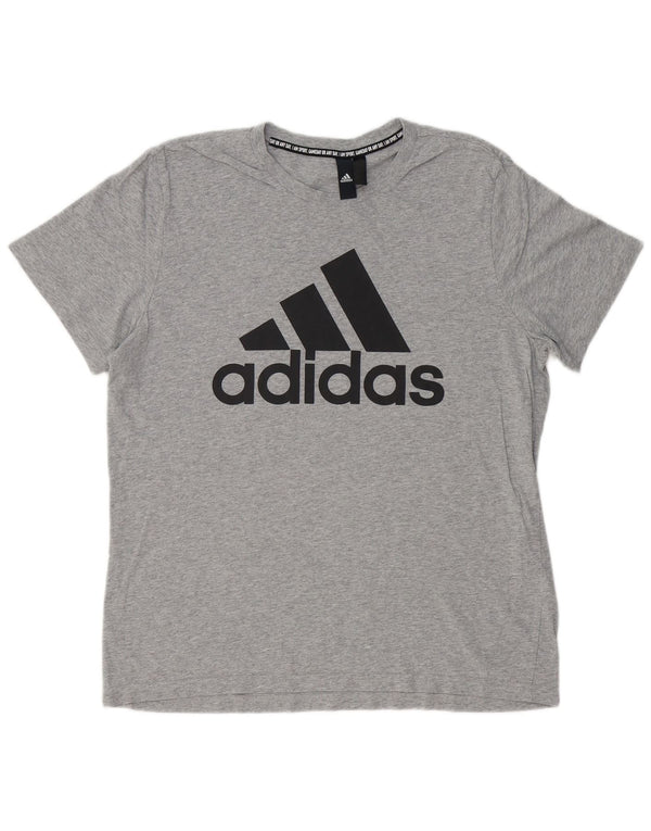 T-shirt grafica da uomo ADIDAS Top grande in cotone grigio