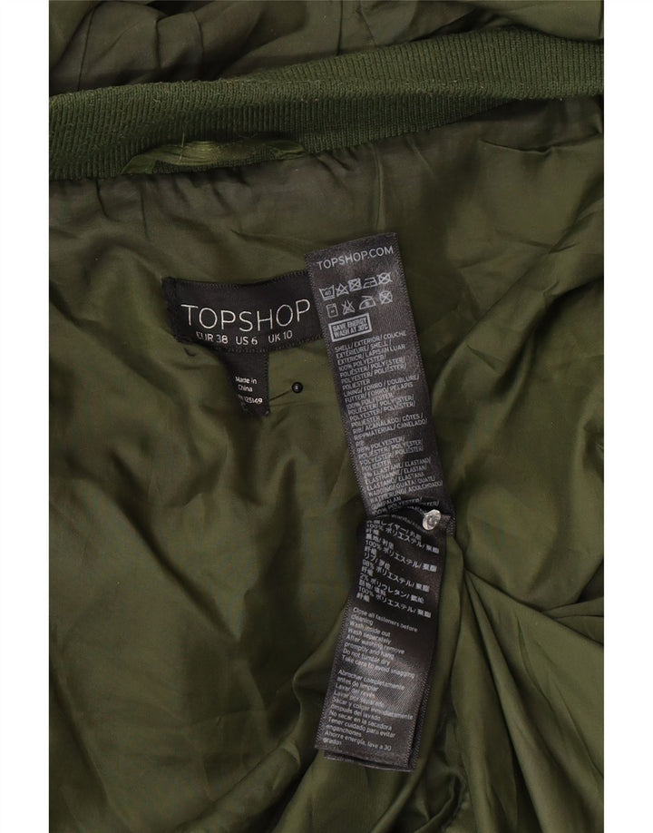 Giacca imbottita oversize con cappuccio da donna Topshop UK 10 piccola poliestere kaki