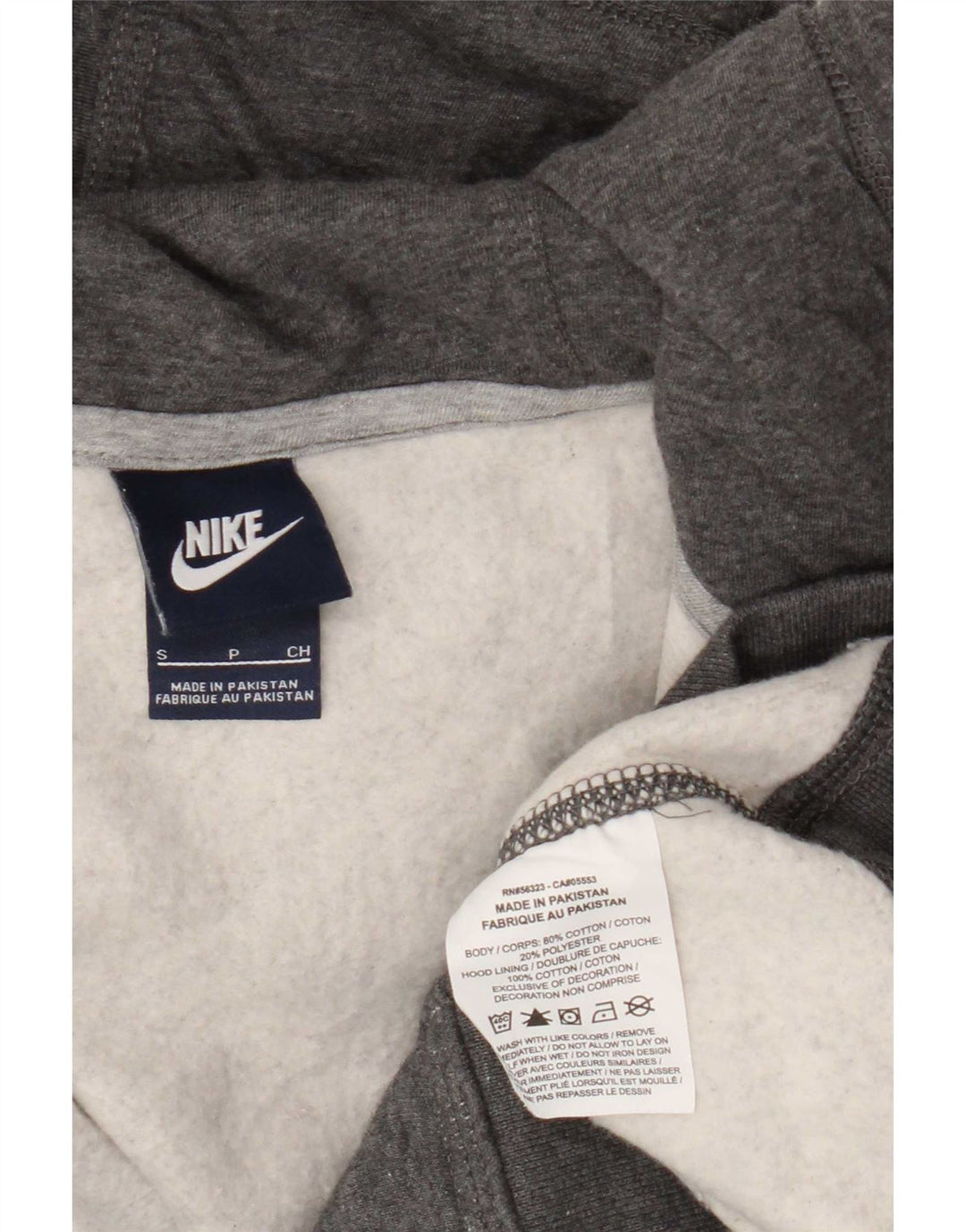 Felpa con cappuccio e zip Nike da uomo, piccola, in cotone grigio screziato