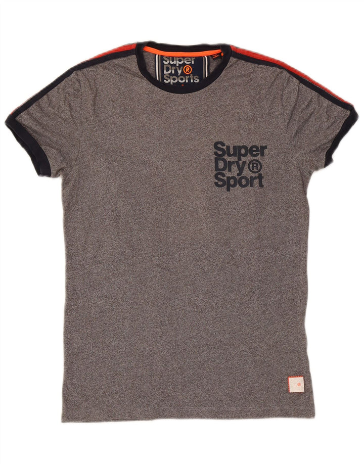 T-shirt grafica da uomo Superdry Top in cotone chiazzato grigio piccolo