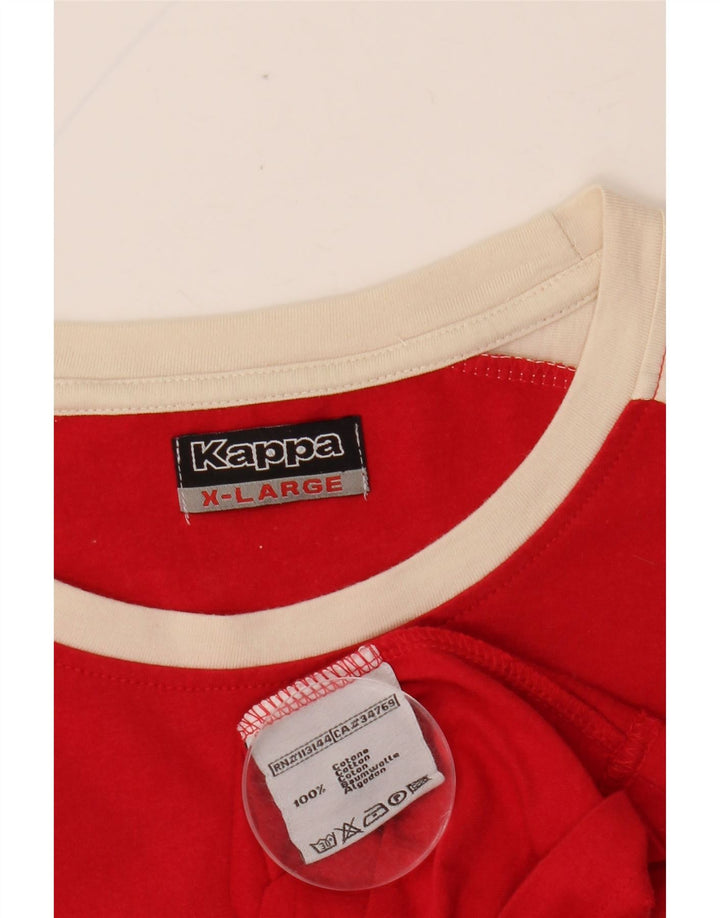 Top KAPPA da uomo a maniche lunghe XL in cotone color block rosso