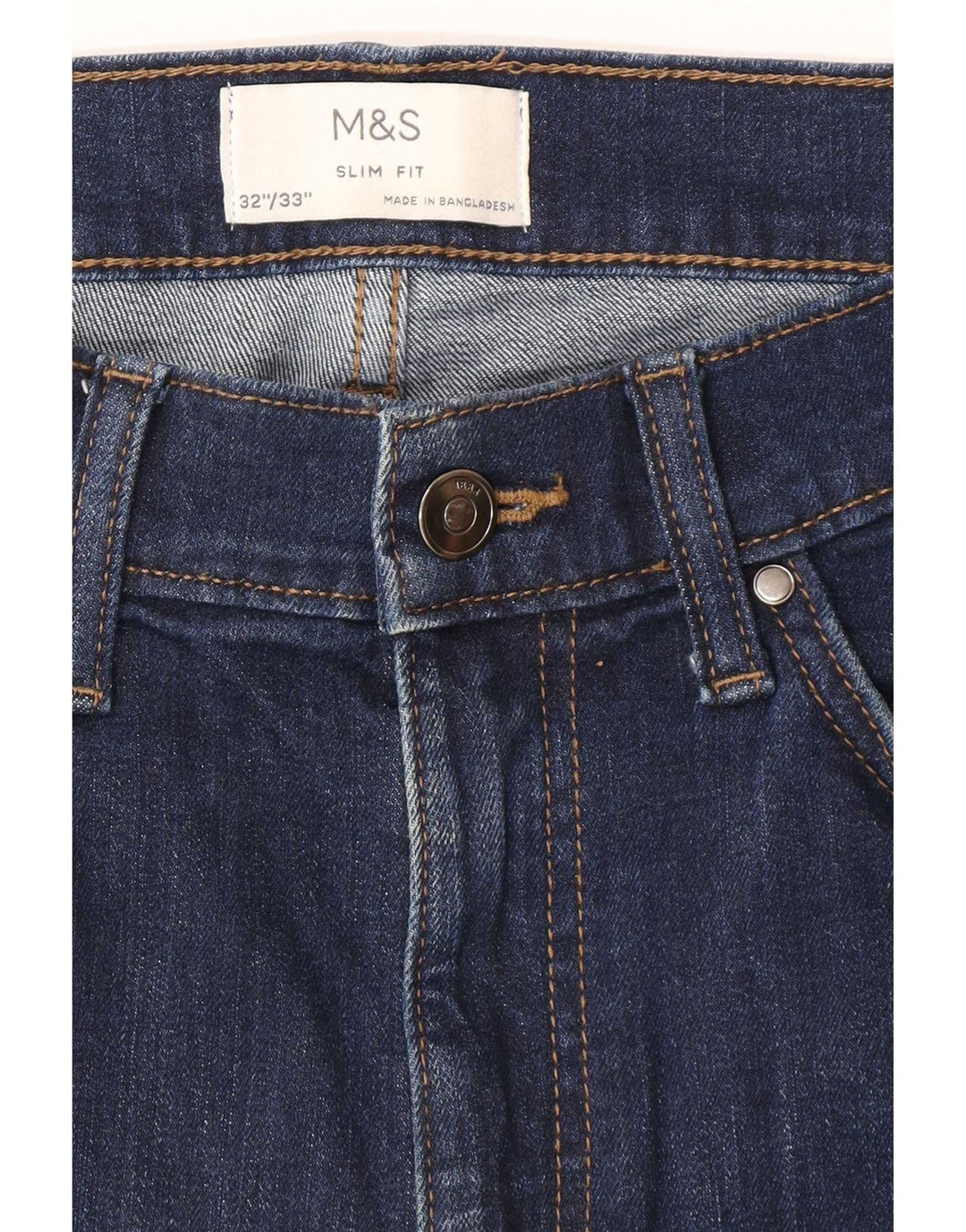 Jeans slim da uomo Marks & Spencer W32 L33 cotone blu navy