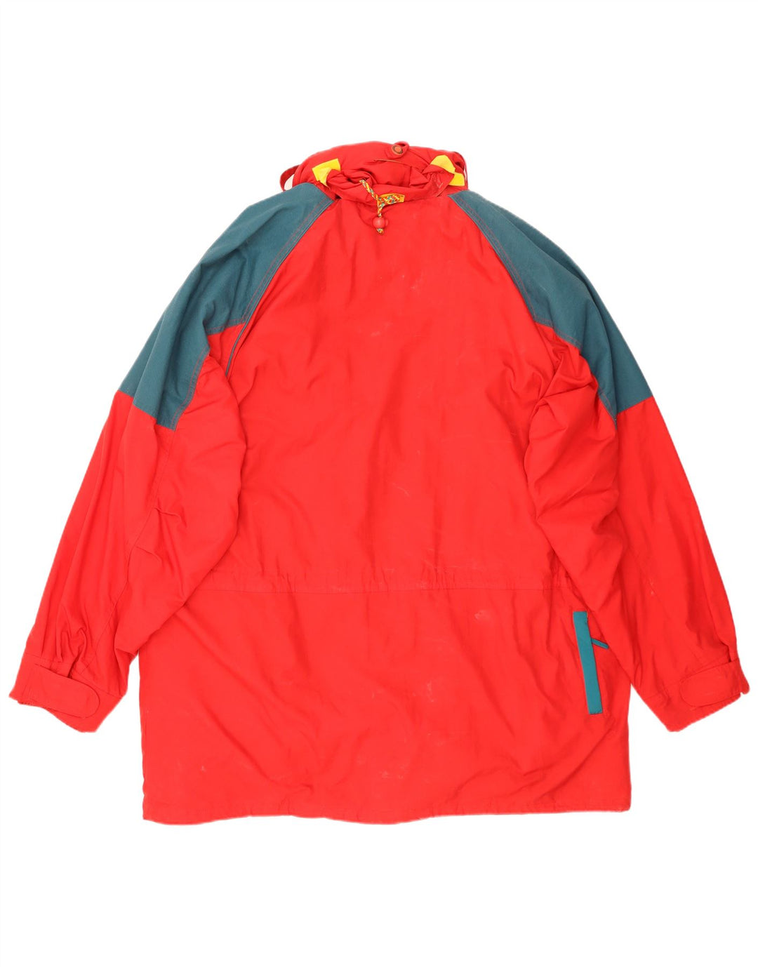 Giacca da sci vintage da uomo con cappuccio UK 42 XL Poliestere color block rosso