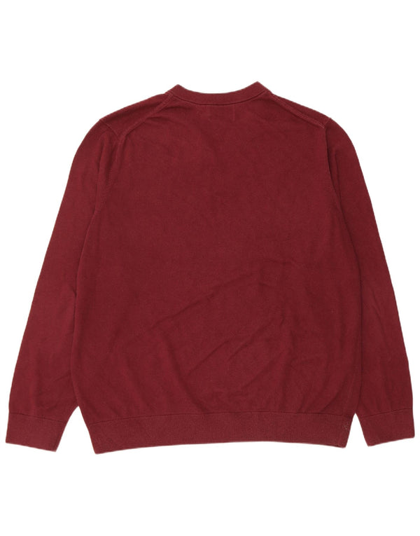 Maglione da uomo Nautica alto con scollo a V XL in cotone bordeaux