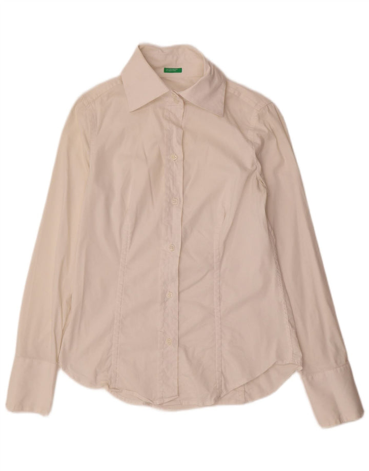 Camicia Benetton Donna UK 12 Medio Bianco
