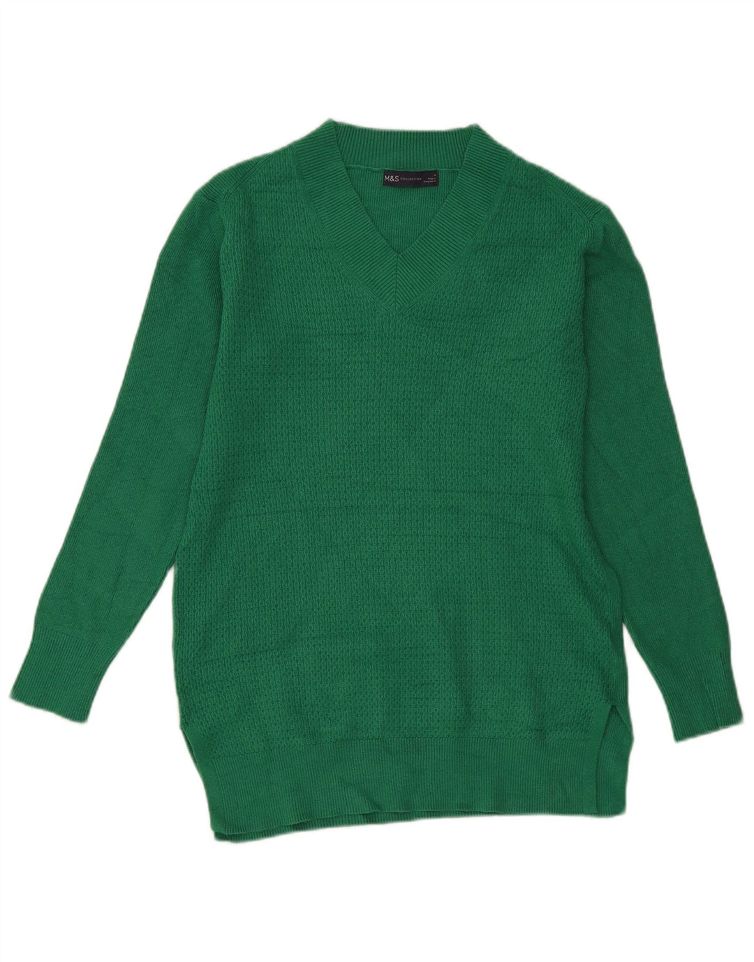 Maglione da donna Marks & Spencer con scollo a V UK 14 Viscosa verde medio