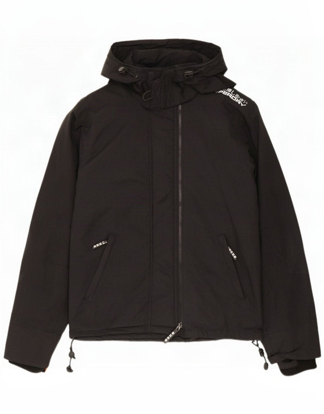 Giacca antipioggia da uomo con cappuccio Superdry UK 38 Medium Black Nylon