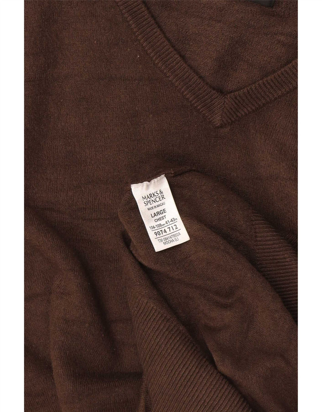 Maglione da uomo con scollo a V Marks & Spencer grande in acrilico marrone