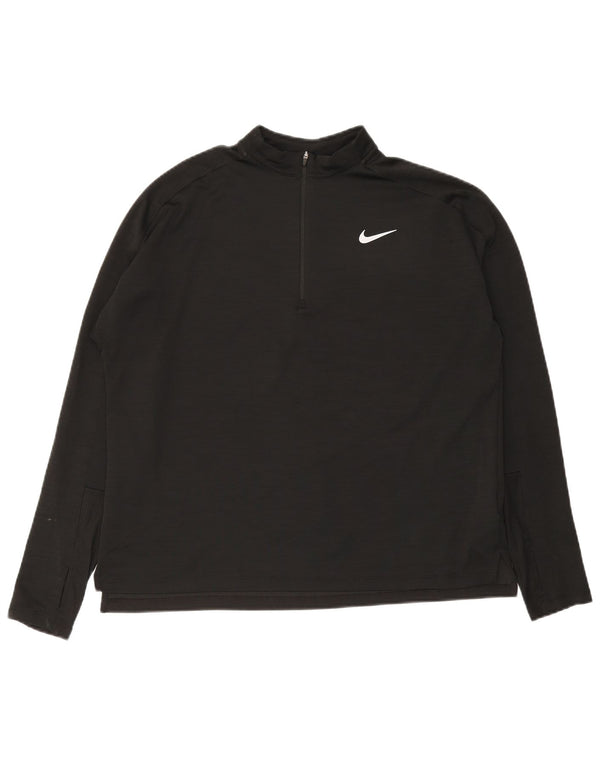 Top da corsa Nike da uomo con zip e collo a maniche lunghe XL nero poliestere sportivo