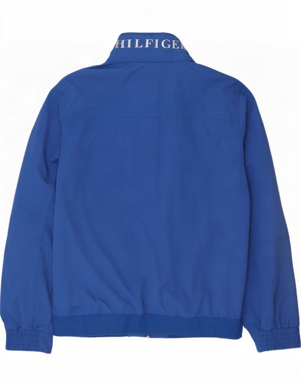 Giacca antipioggia da uomo con cappuccio grafico Tommy Hilfiger UK 42 XL nylon blu