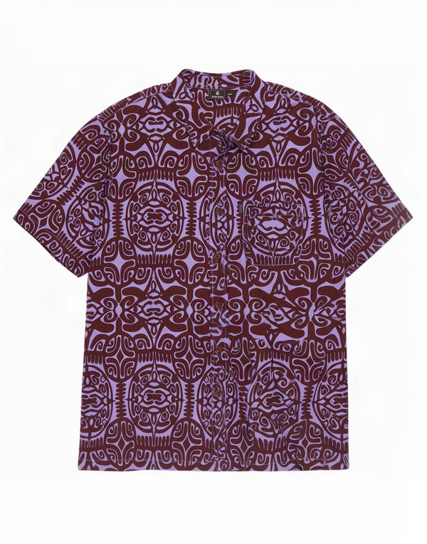 Camicia a maniche corte da uomo con motivo astratto Tribal Origin 2XL cotone viola