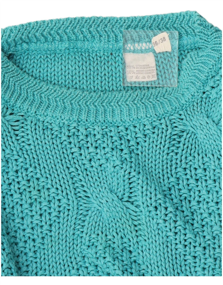 Maglione maglione girocollo da donna vintage EU 36/38 cotone blu medio