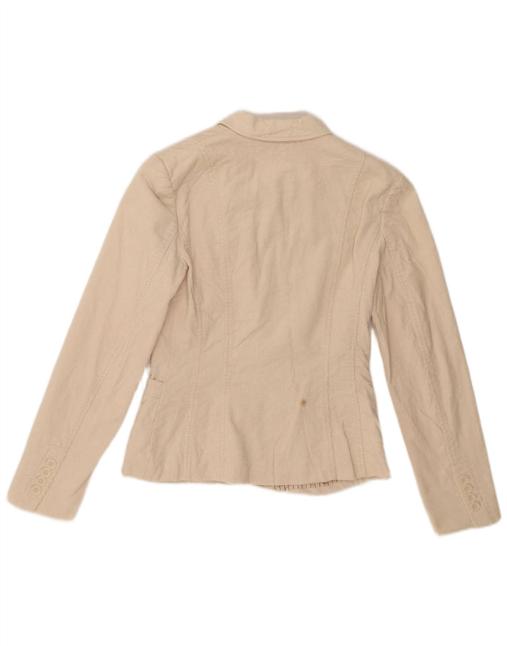 Giacca blazer in velluto a coste a 3 bottoni da donna Zara UK 8 piccola in cotone beige