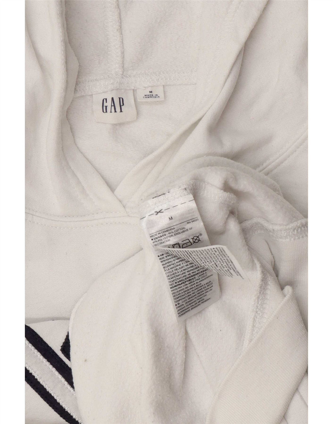 Gap Felpa con cappuccio grafica da donna UK 14 Cotone bianco medio