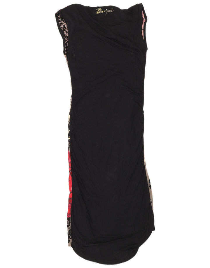 Abito lungo da donna con motivo astratto di design UK 14 grande multicolore