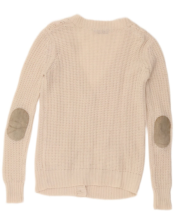 Maglione cardigan da donna Zara UK 10 piccolo acrilico bianco