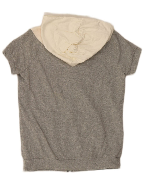 Felpa con cappuccio e zip a maniche corte Nike da donna UK 12 Colorblock grigio medio
