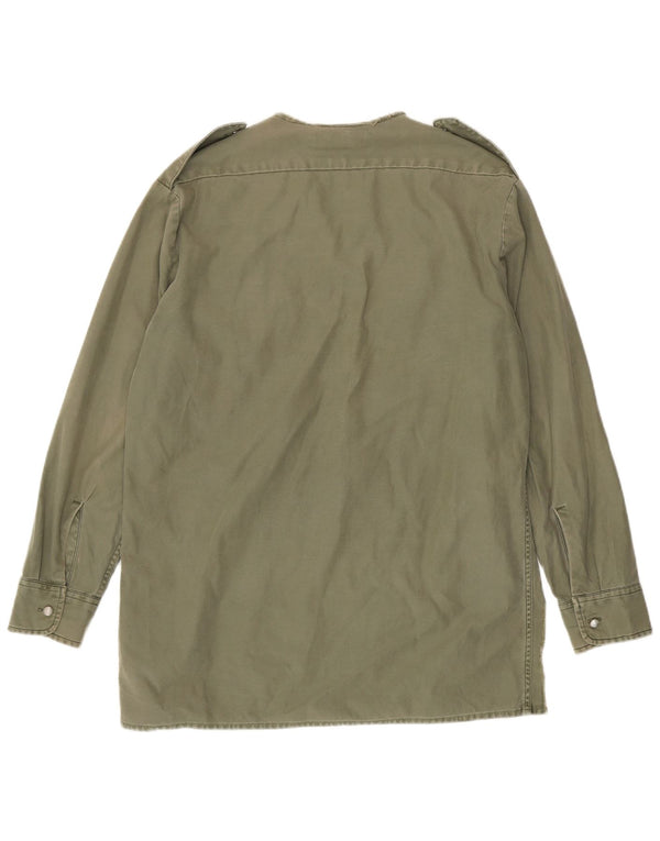 Replay Camicia militare asimmetrica da donna UK 16 Large Khaki Army