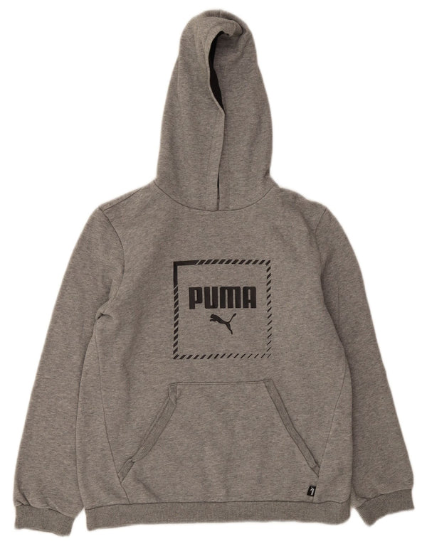 Puma Boys Graphic Hoodie Jumper 13-14 Years Grey Flecked