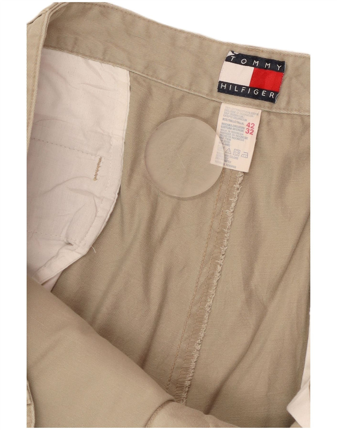 Pantaloni chino dritti da uomo Tommy Hilfiger W42 L32 cotone beige