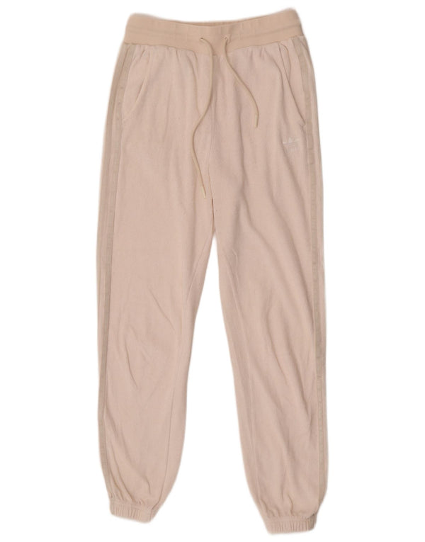 Adidas Pantaloni da tuta da donna in velluto da jogging UK 8 piccoli in cotone beige