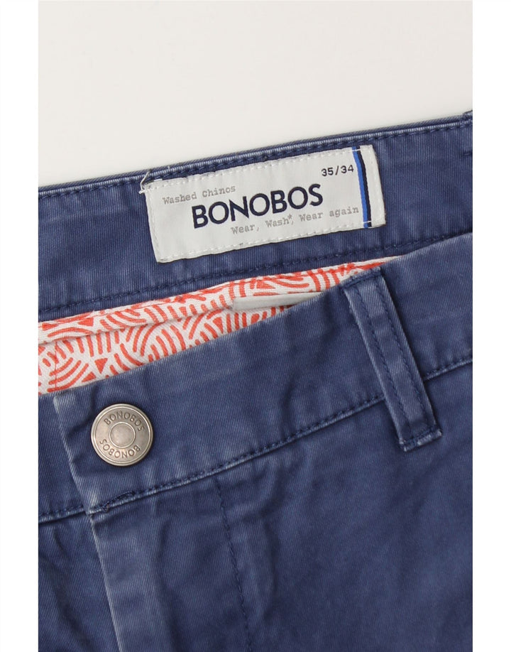 Pantaloni chino dritti da uomo BONOBOS W35 L34 cotone blu
