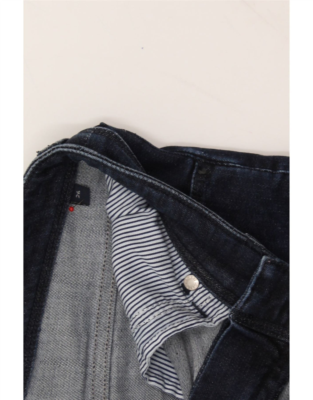 ARMANI Womens Slim Jeans W26 L28 Navy Blue Cotton Vintage Armani and Second-Hand Armani from Messina Hembry 