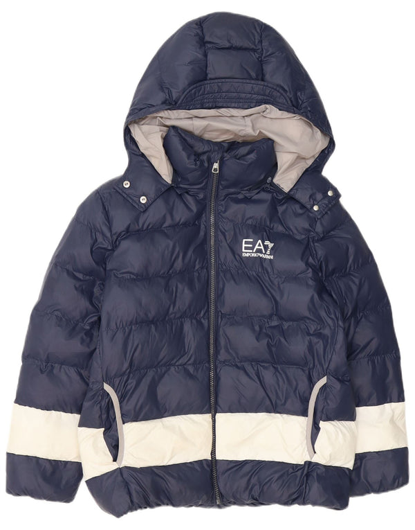 Giacca imbottita con grafica per ragazzi Emporio Armani 11-12 anni Blu navy Colourblock