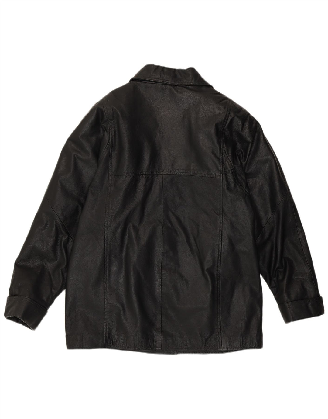 Giacca in pelle vestibilità ampia da donna Classici moderni UK 14 Pelle nera media