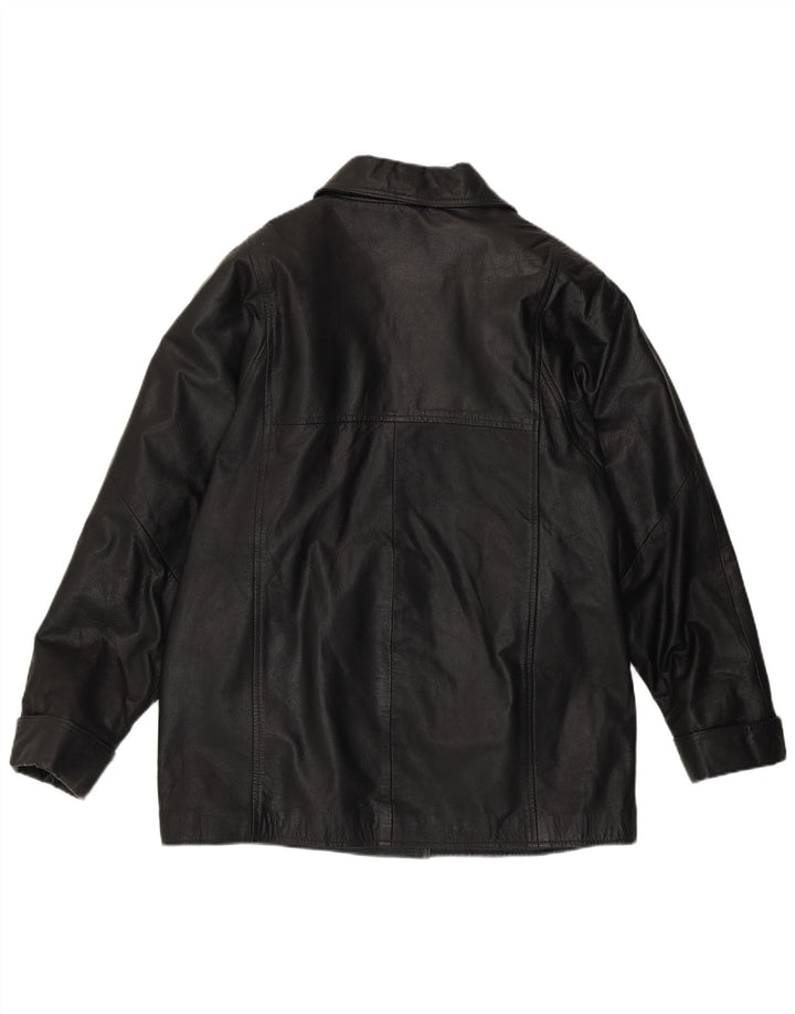 Giacca in pelle vestibilità ampia da donna Classici moderni UK 14 Pelle nera media