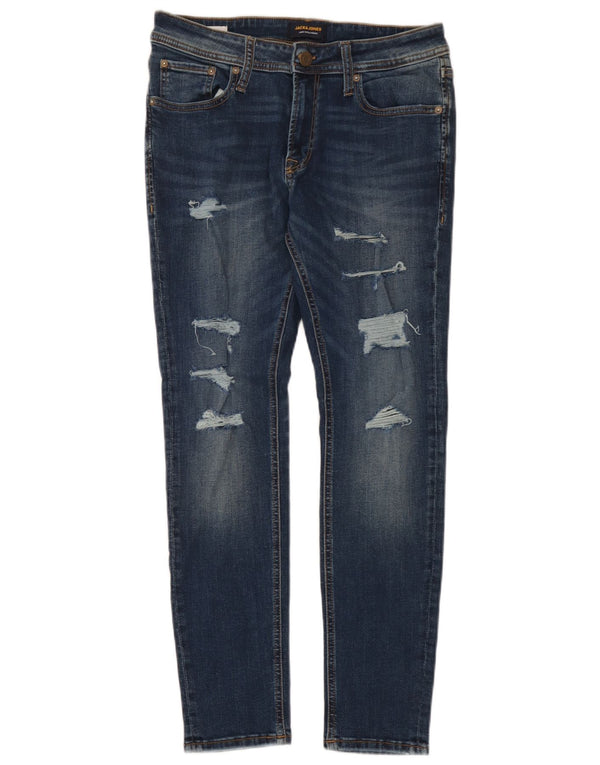 Jeans skinny effetto consumato da uomo Jack & Jones W32 L30 cotone blu
