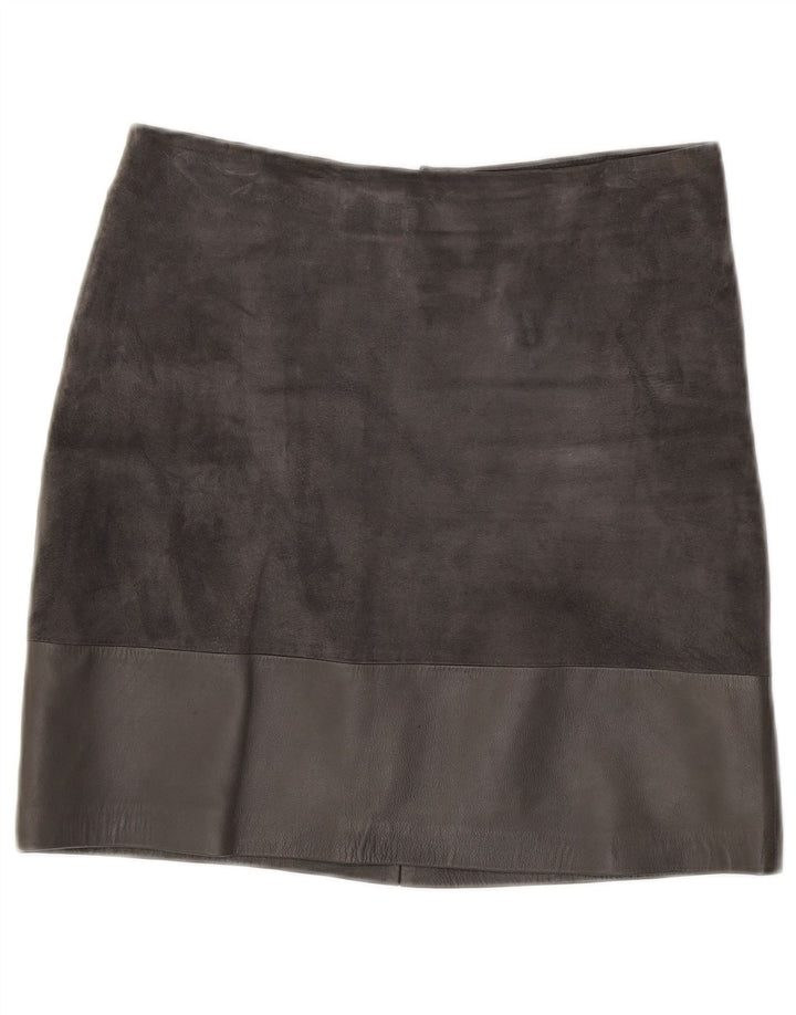 Gonna in pelle scamosciata da donna HALLHUBER EU 38 Media W32 Pelle grigia
