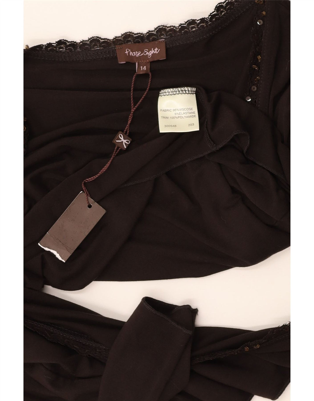 PHASE EIGHT Top cardigan corto da donna con maniche a 3/4 UK 14 Marrone medio