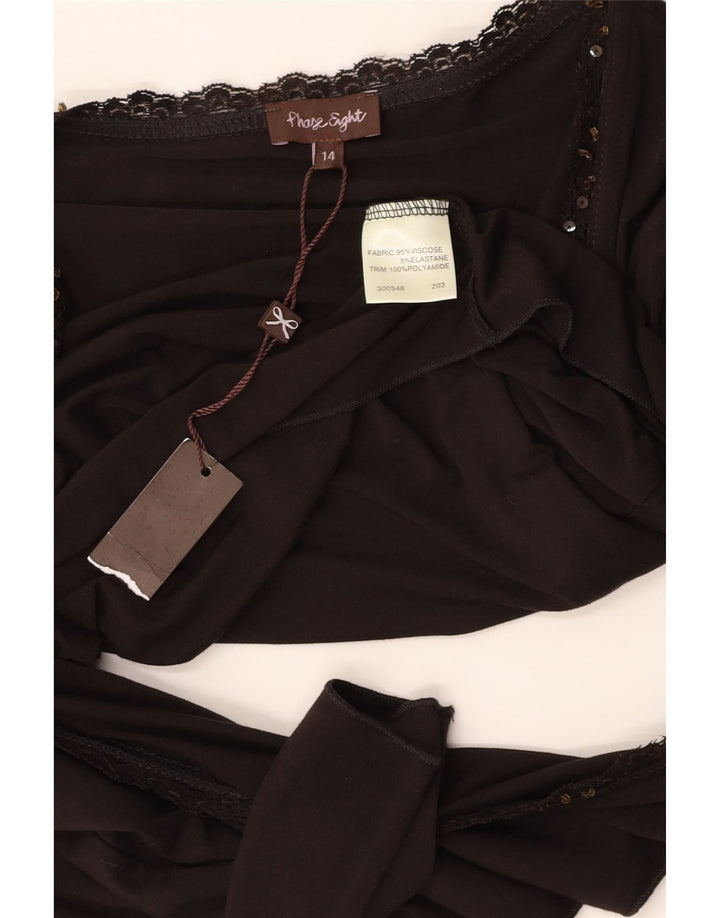PHASE EIGHT Top cardigan corto da donna con maniche a 3/4 UK 14 Marrone medio