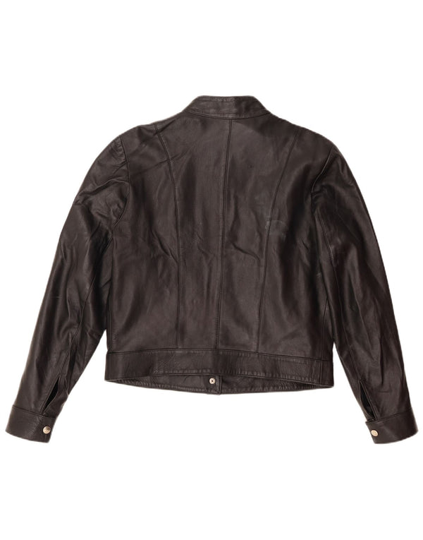 Giacca da corsa vintage in pelle corta da donna UK 16 grande in pelle nera